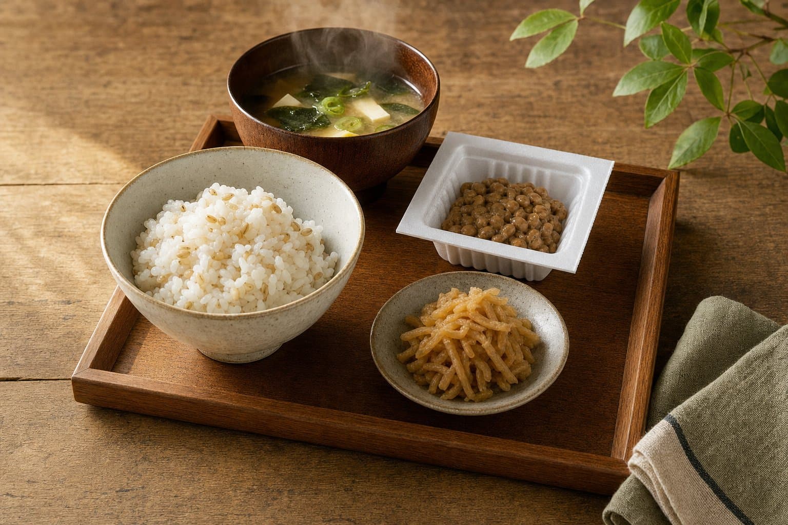 切干大根と納豆の朝の食卓